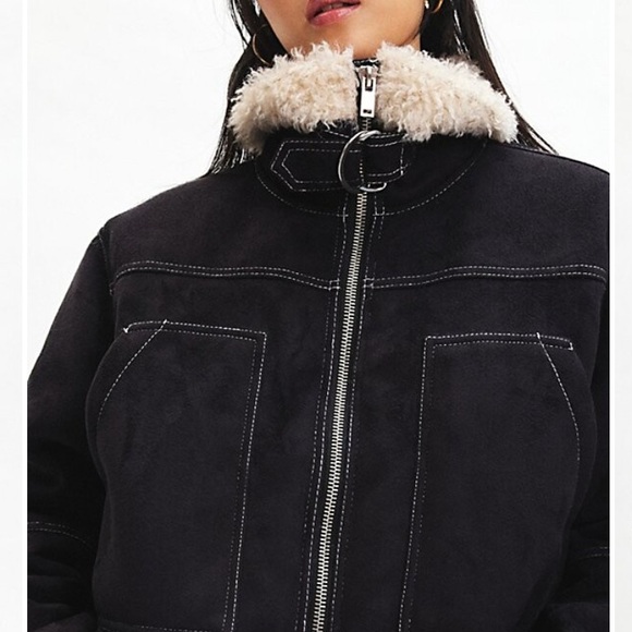 Urban Outfitters BDG Black August Faux Suede Bomber Jacket - Picture 7 of 8